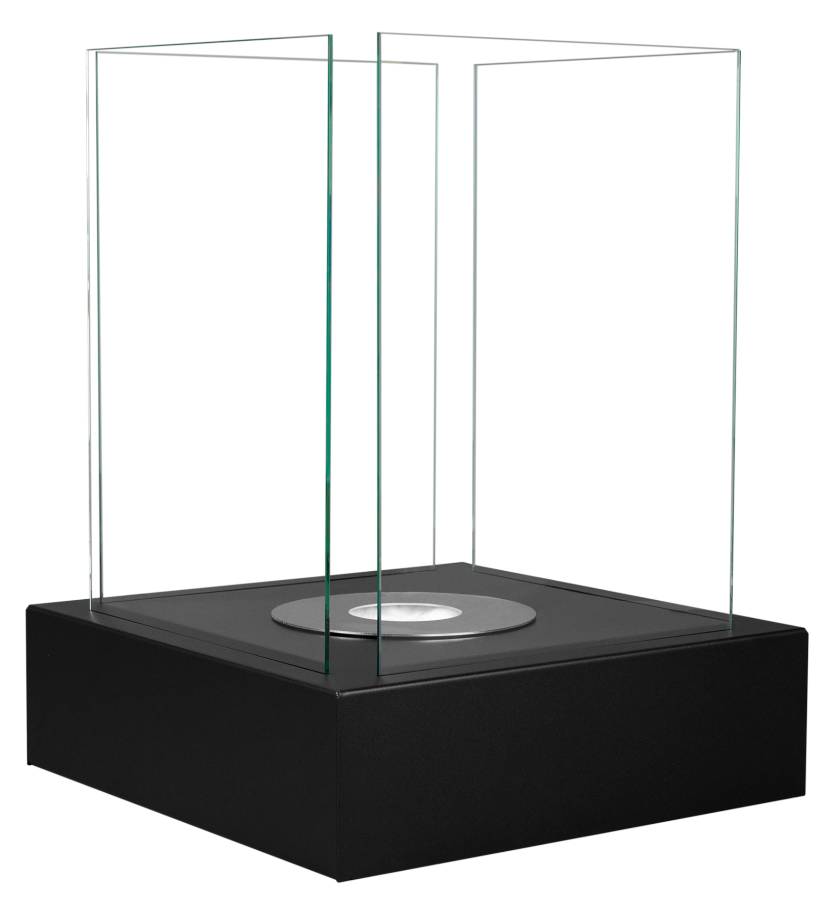 Glass Cube Biofireplace Freestanding for Garden and Terrace