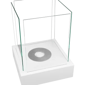 Glass Cube White Marble Biofireplace Freestanding for Garden and Terrace anoter shot