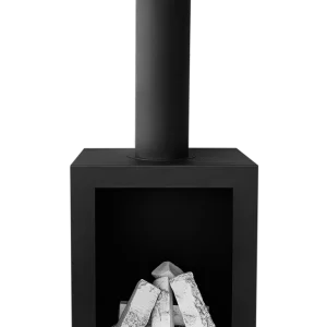 Tall Chimney Freestanding Black Biofireplace Vintage Style