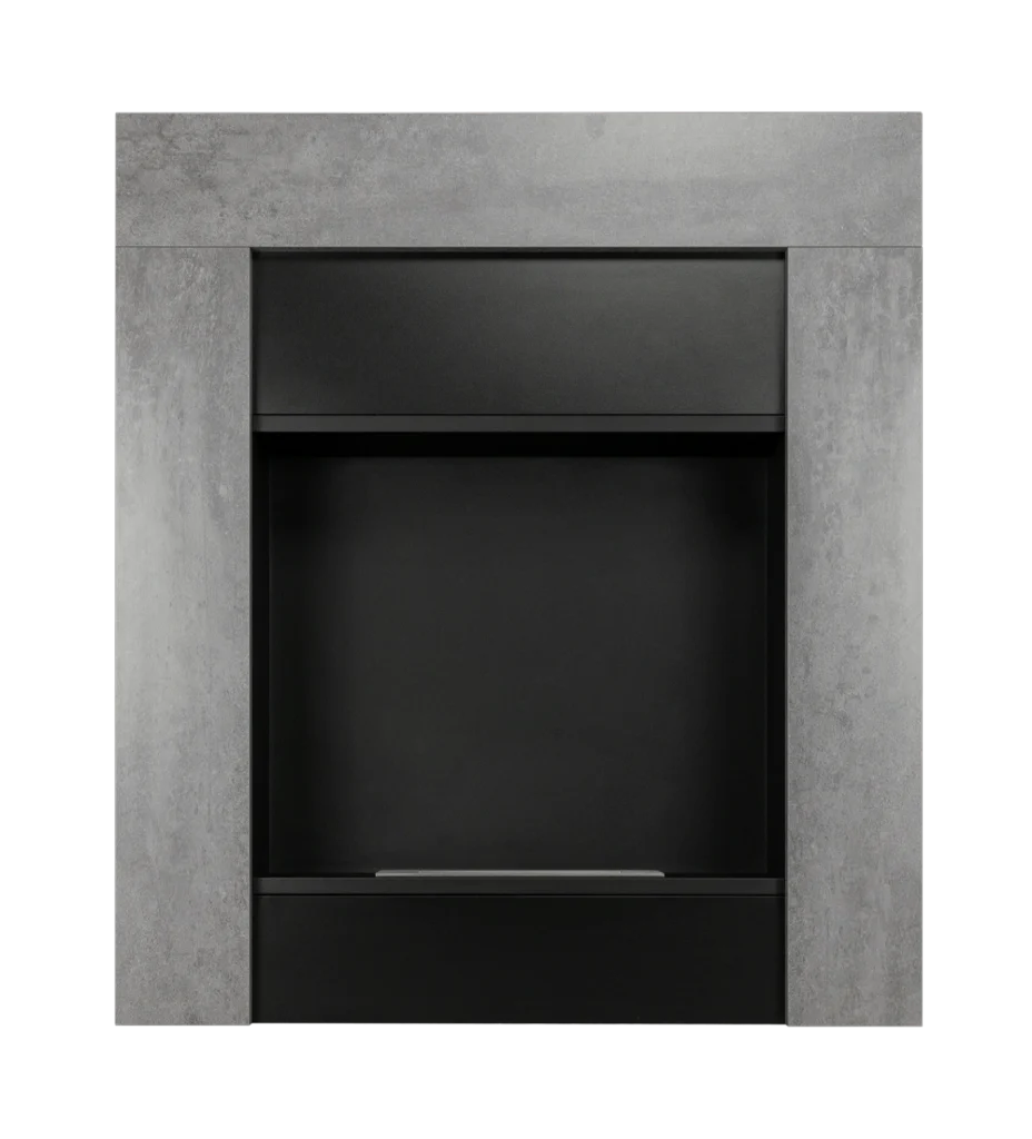 Concrete Freestanding Portal Dark Bioethanol Fireplace